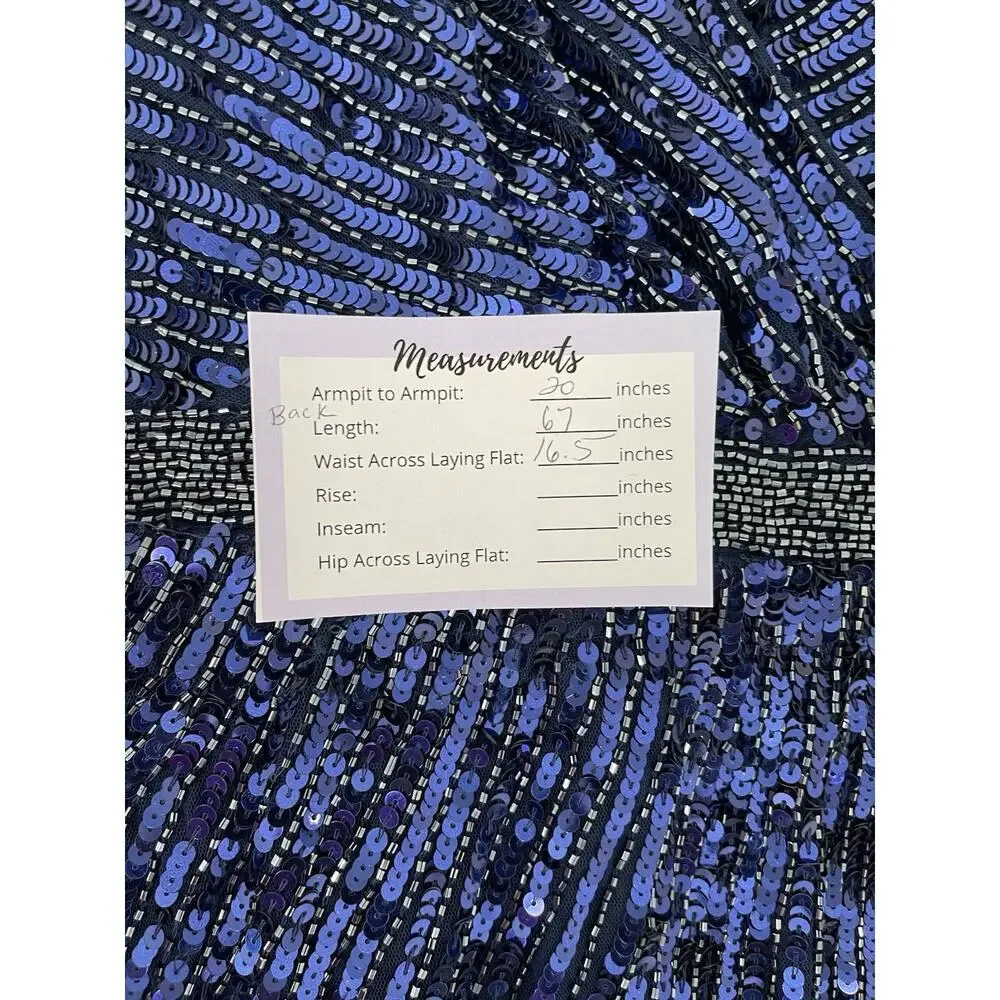 Mac Duggal Dress 5501 Midnight Blue Sequins Gown Size 12 $598‎ - Picture 9 of 10